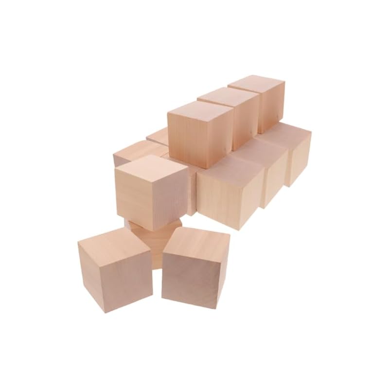 Operitacx Wooden Cubes, Set of 30, 1.2-inch (3cm) Square, Building Blocks, Educational, Natural Wood, Unpainted, Smooth Touch, for Crafting and