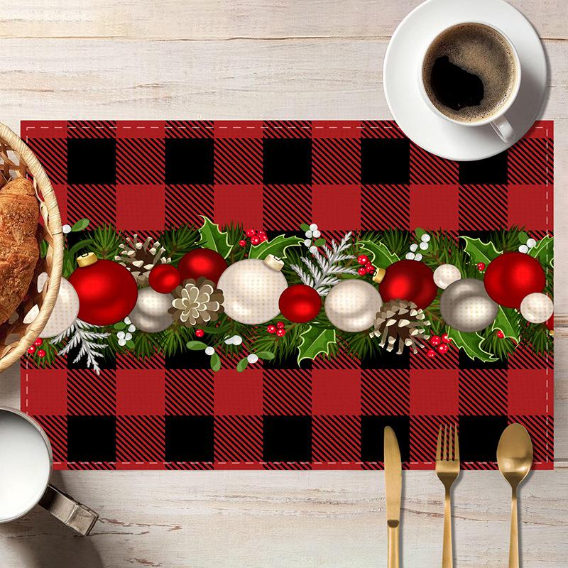 New Christmas Printed Placemats Cross-border Holiday Party Dining Table Thermal Insulation and Anti-pollution Dining Table Mats