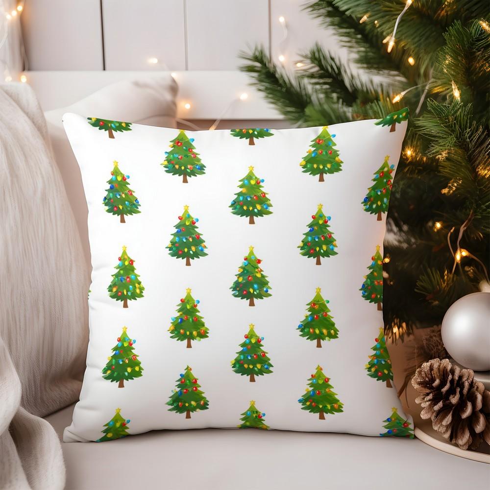 Home Decor Snowmen with Holly and Candy Cane Pillow Cover Pattern Cushion Cover Suitable for Sofa Bedroom Car Pillow Cover