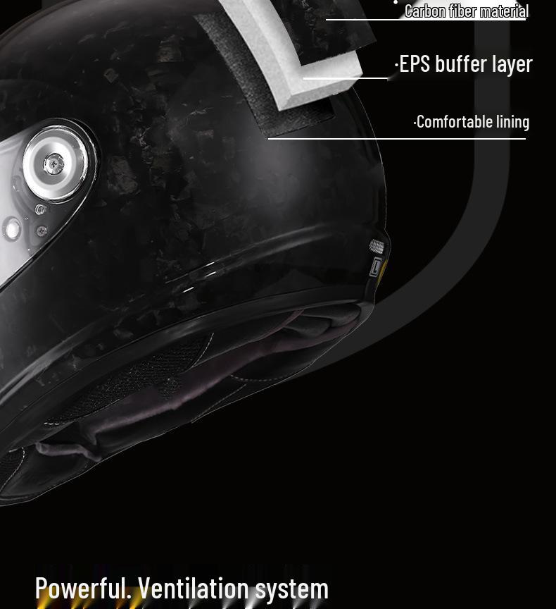 Retro Carbon Fiber Full Face Helmet for Kids - Motorcycle, Cruiser, Scooter