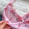 Dámske Sladké Šifónové Potlačené Camis Letné Halter Bez Chrbta Sieťované Tank Topy Vintage Bez Rukávov Štíhle Dobby Základy Crop Top Y2k