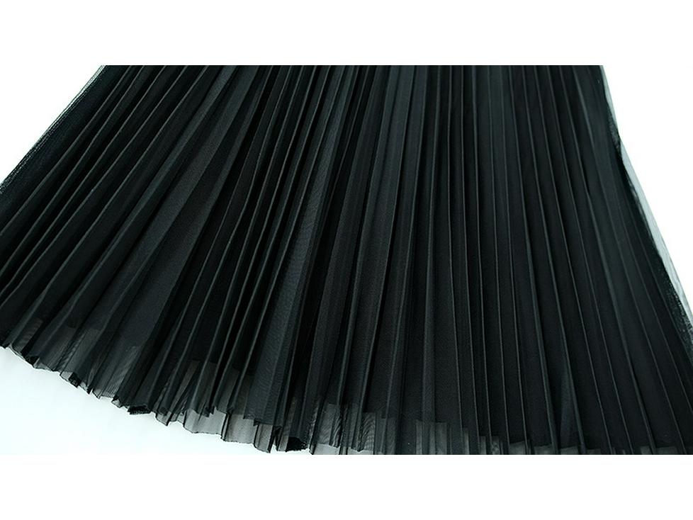 2023 Autumn/Winter Double-Sided Pleated A-Line Midi Skirt for Women