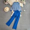 Herbst Vintage Marke Plaid Gestrickte Pullover Hose 2 Stück Set Frauen Trainingsanzug Einreiher Mantel + Knöchel Länge Hosen Outfits