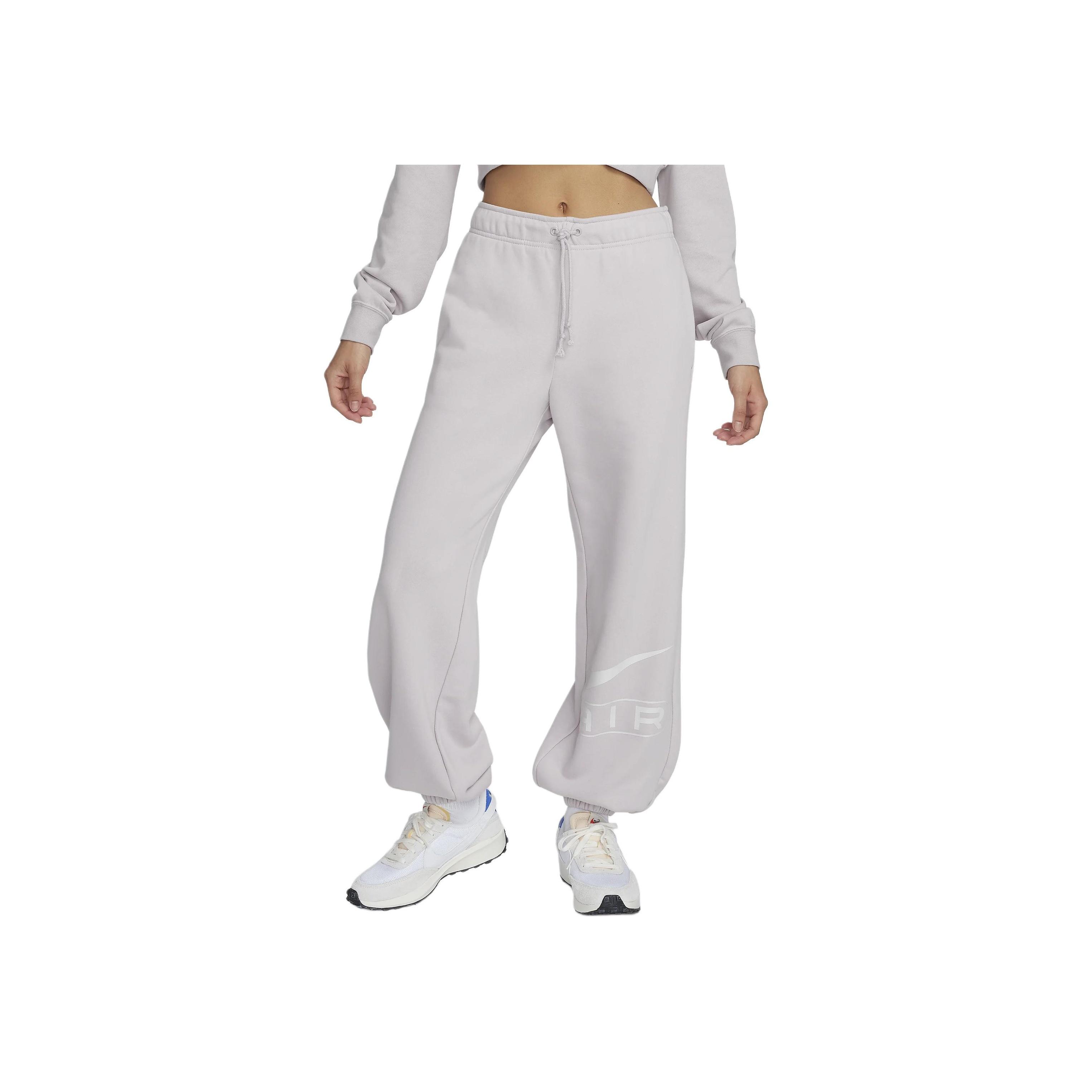 Nike Letter Print Drawstring Cuffed Knit Sports Pants Women bottoms White Platinum Purple FN1903-019 L