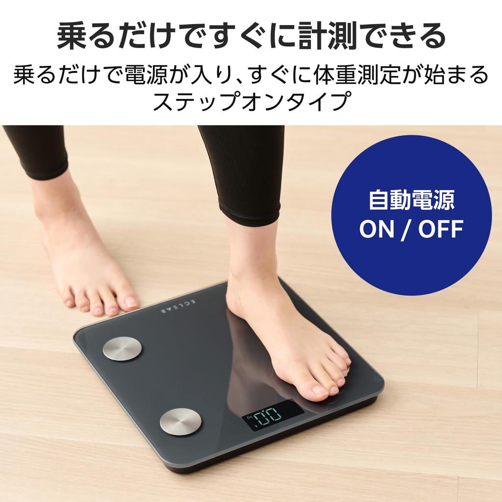 ELECOM Body Composition Weight Bluetooth 100g 9 Items with App Linkage Fat Fat Muscle Fat With Black BTFS01BK Meter, Scale, Compatible, Units,