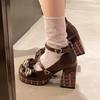 2026 Neue Damen Mary Jane Schuhe Mode Plateau Hohe Absätze Einzelne Schuhe Süße Schleife Uniform Leder Schuhe für Damen Lolita Schuhe