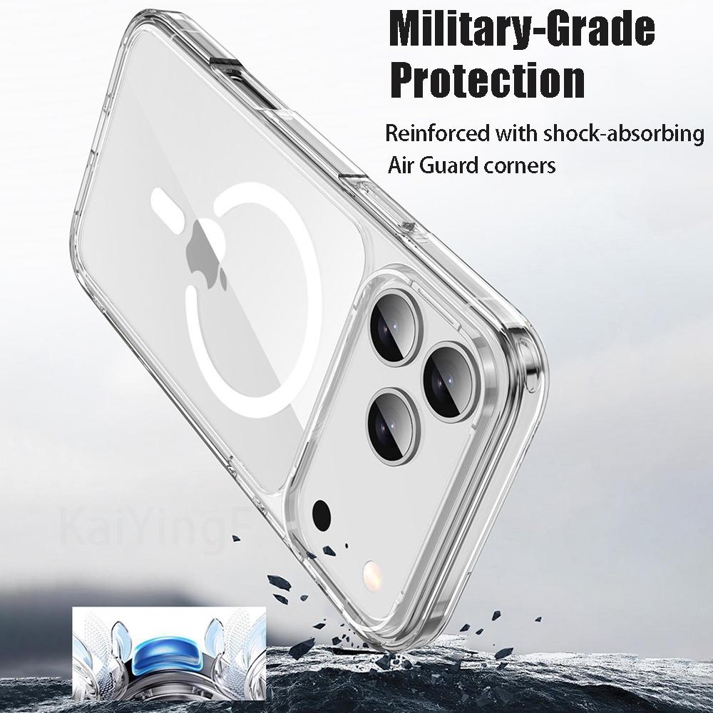 Magnetic Phone Case For iPhone 17 16 15 14 13 12 11 Pro Max Plus Air Wireless Charge for Magsafe Case Clear Cover Anti-Yellowing