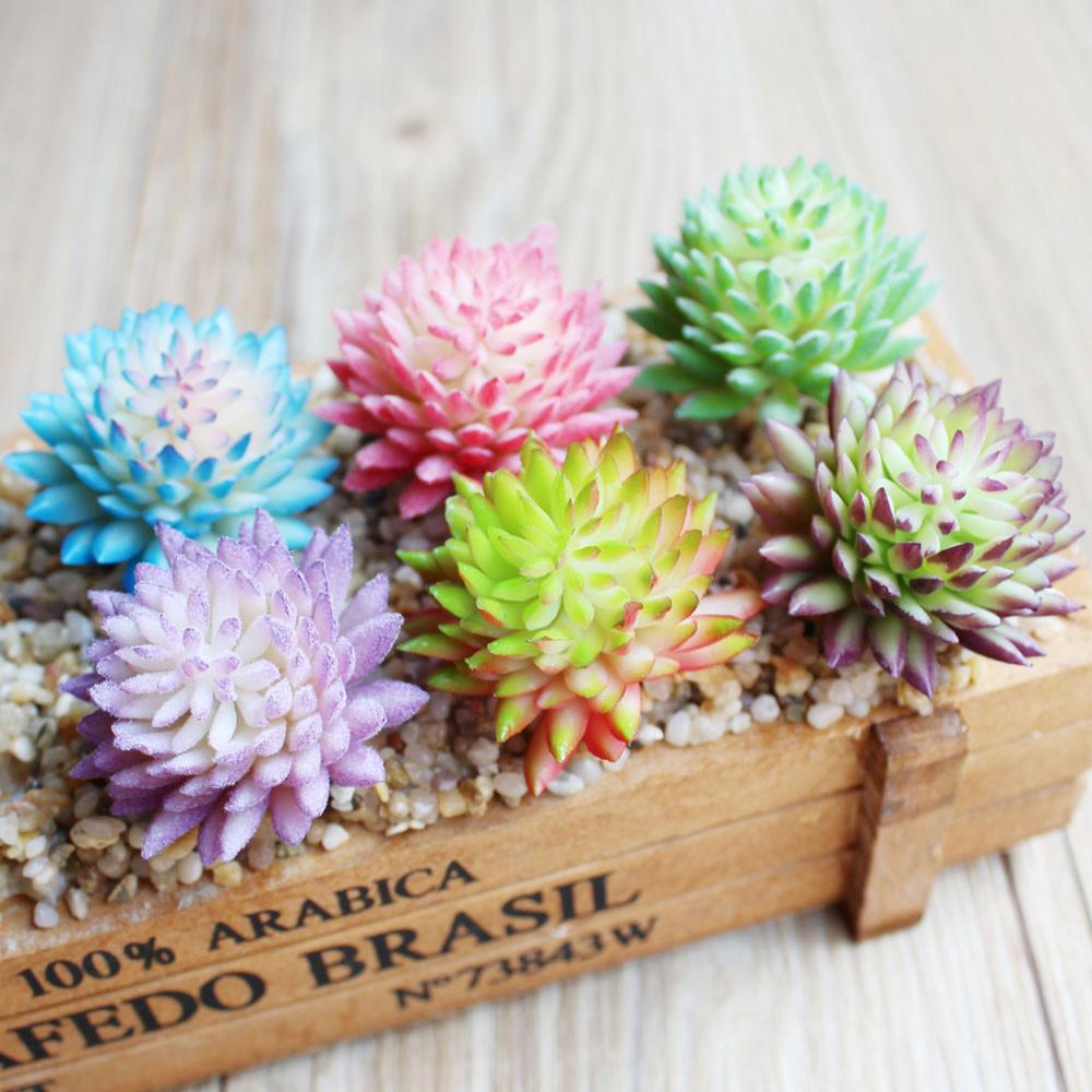 

1pcs Lovely Artificial Succulent Plant Lotus Landscape Decorative Flower Mini Multicolor Fake Succulents Plant Garden Decoration зелёный