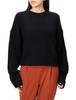 Freeze Mart Short Crew Neck Ribbed Knit FR Women's Sweater, Black,