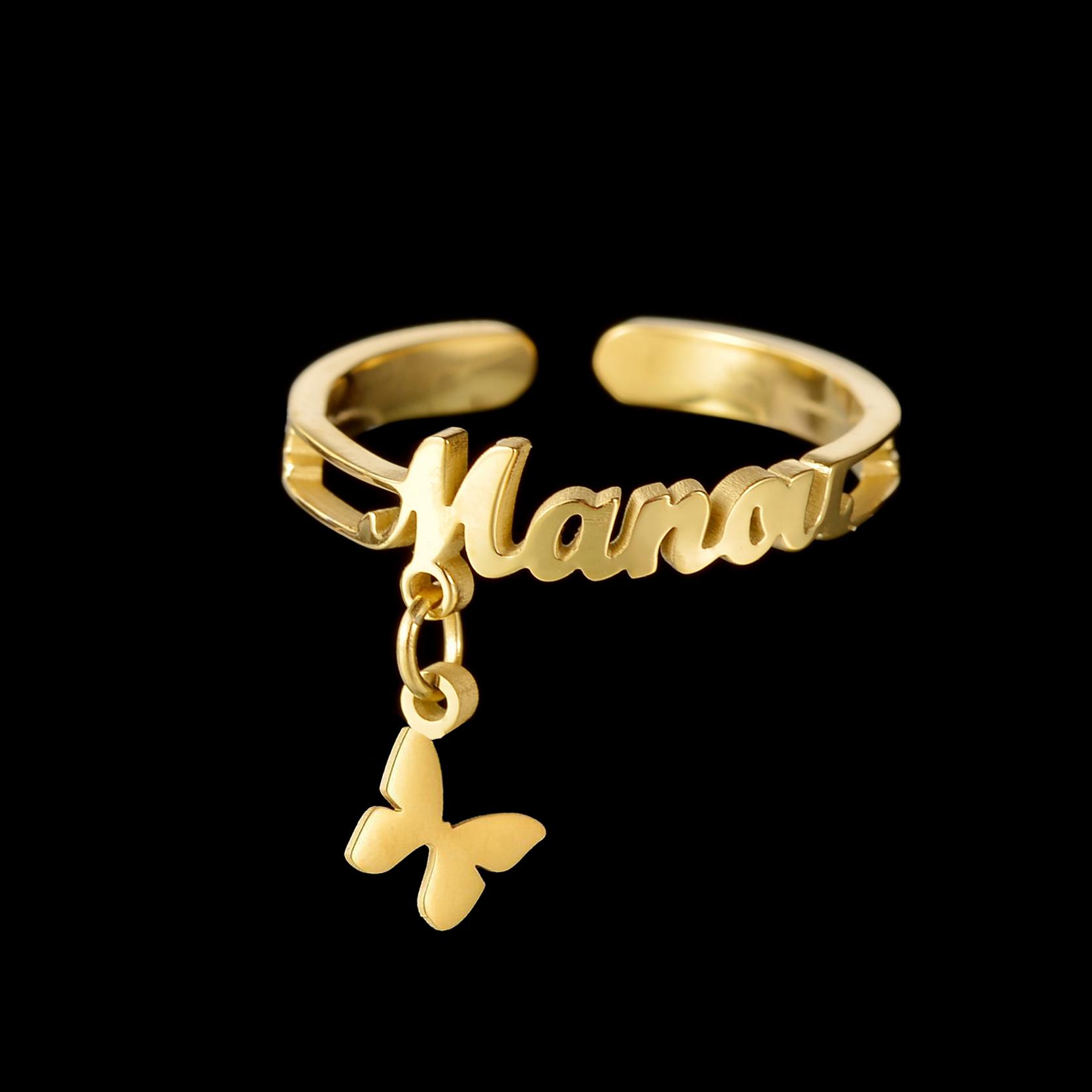 

Atoztide Personalized Custom Name Ring For Women Fashion Hang Heart Adjustable Opening Stainless Steel Wedding Jewelry Gift adjustable&silver color