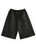 Lupeu Star Applique Studded Bermuda Pants Charcoal