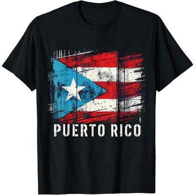 Puerto Rico Flagge Heritage Monat Hispano Boricua Rica T-Shirt Flaggenaufdruck Harajuku Stil Rundhals T-Shirts Farbdruck Kleidung
