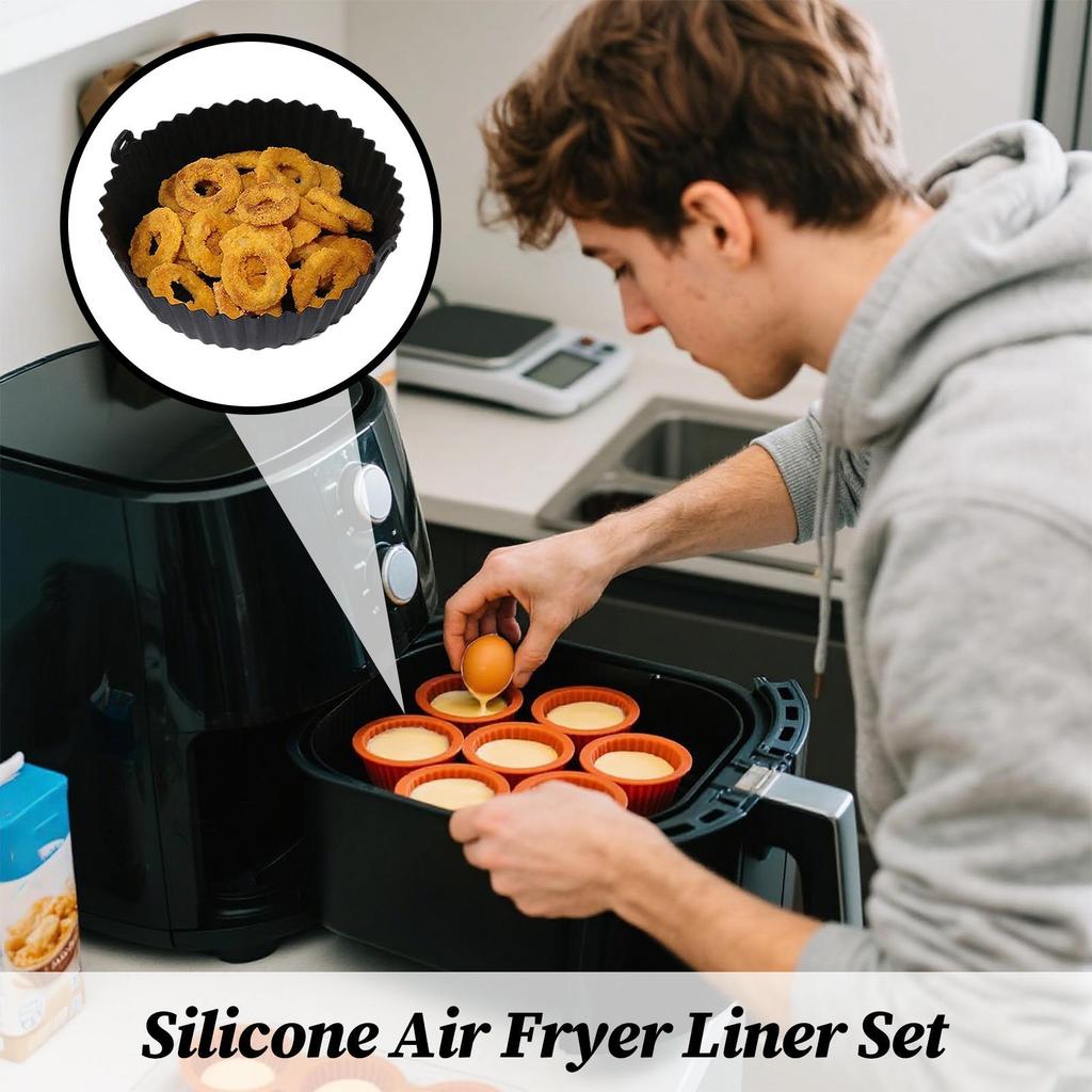 Silicone Air Fryer Liners 4 Pieces Liners Non Stick Air Fryer Basket Accessories Non Stick Air Fryer Basket Accessories