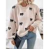 Butterfly Knot Jacquard Knitted Sweater, Autumn Women's Minimalist Design, Women's Sweater