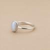 Blue Lace Agate Oval Ring, 925 Sterling Silver Bezel Ring, Statement Gemstone Jewelry