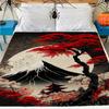 Japanese Landscape Blanket - Soft Throw with Mount Fuji, Red Maple Design, Perfect for Home Decor, Unique Art Gift