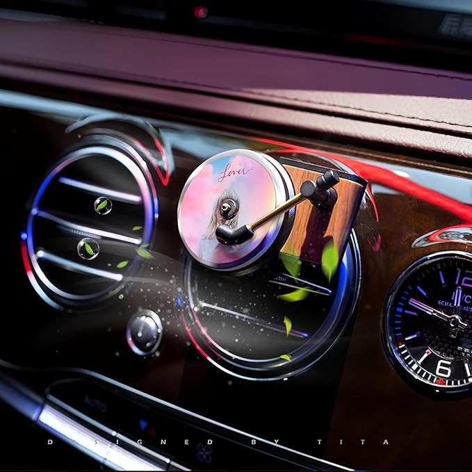 12-Pack Retro Record Player Air Freshener Clips - Album Cover Design Vent Clips, Rotatable Aromatherapy Diffuser and Odor