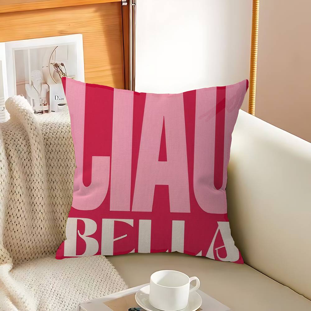 Simplicity Vintage Pink Cartoon Print Canvas Personalized Pillow Cover Kids Bedroom Wild Party Decor Pillowcase Kid Shower Gift