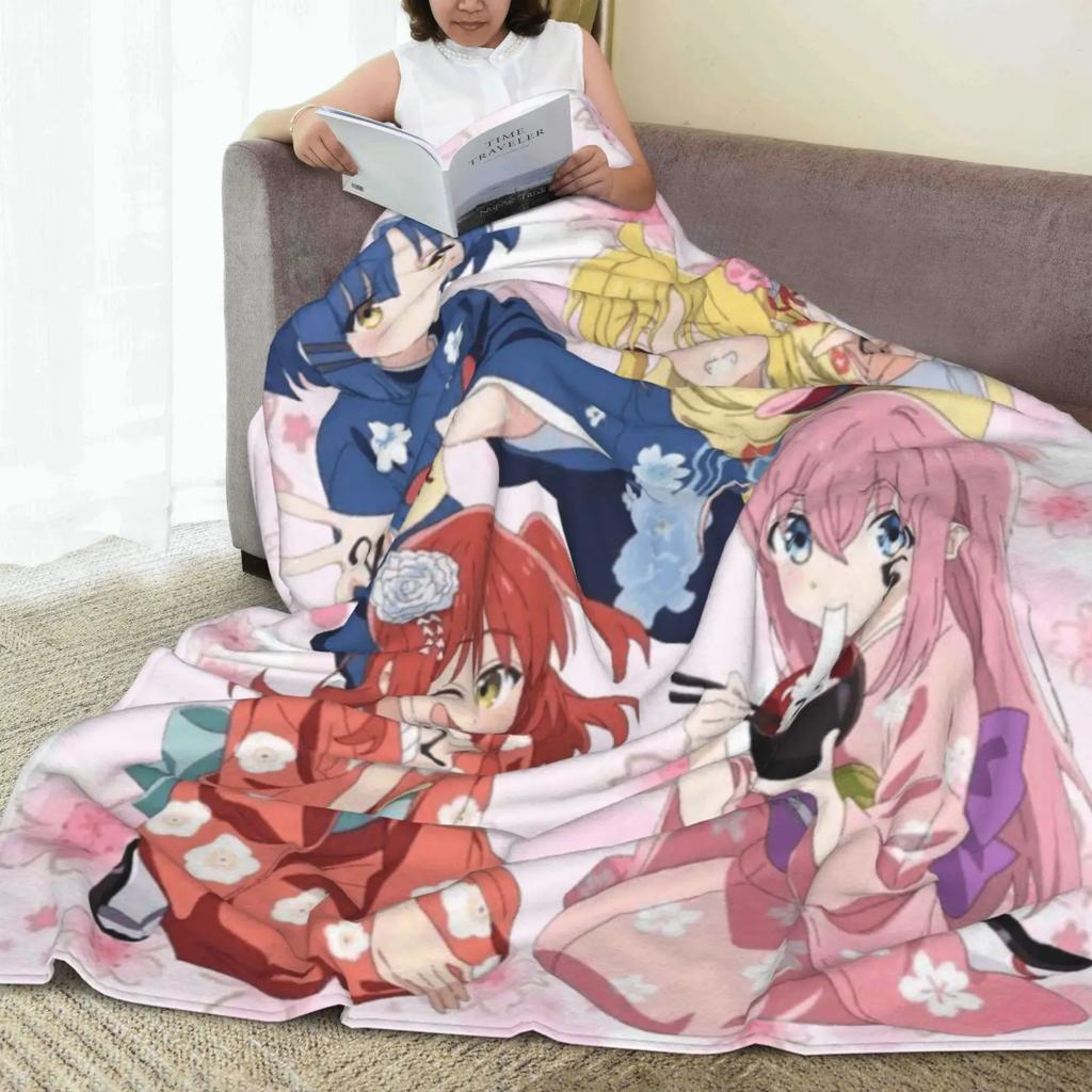 Schöne Rosa Bocchi Anime the Rock Super Weiche Flanelldecke, Niedliche Motiv Leichte Überwurfdecke Für Wohnzimmer, Alle Jahreszeiten