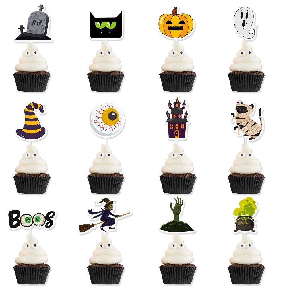 

12pcs Various Styles Halloween Tombstone Cupcake Toppers Cupcake Wrappers Home Use A