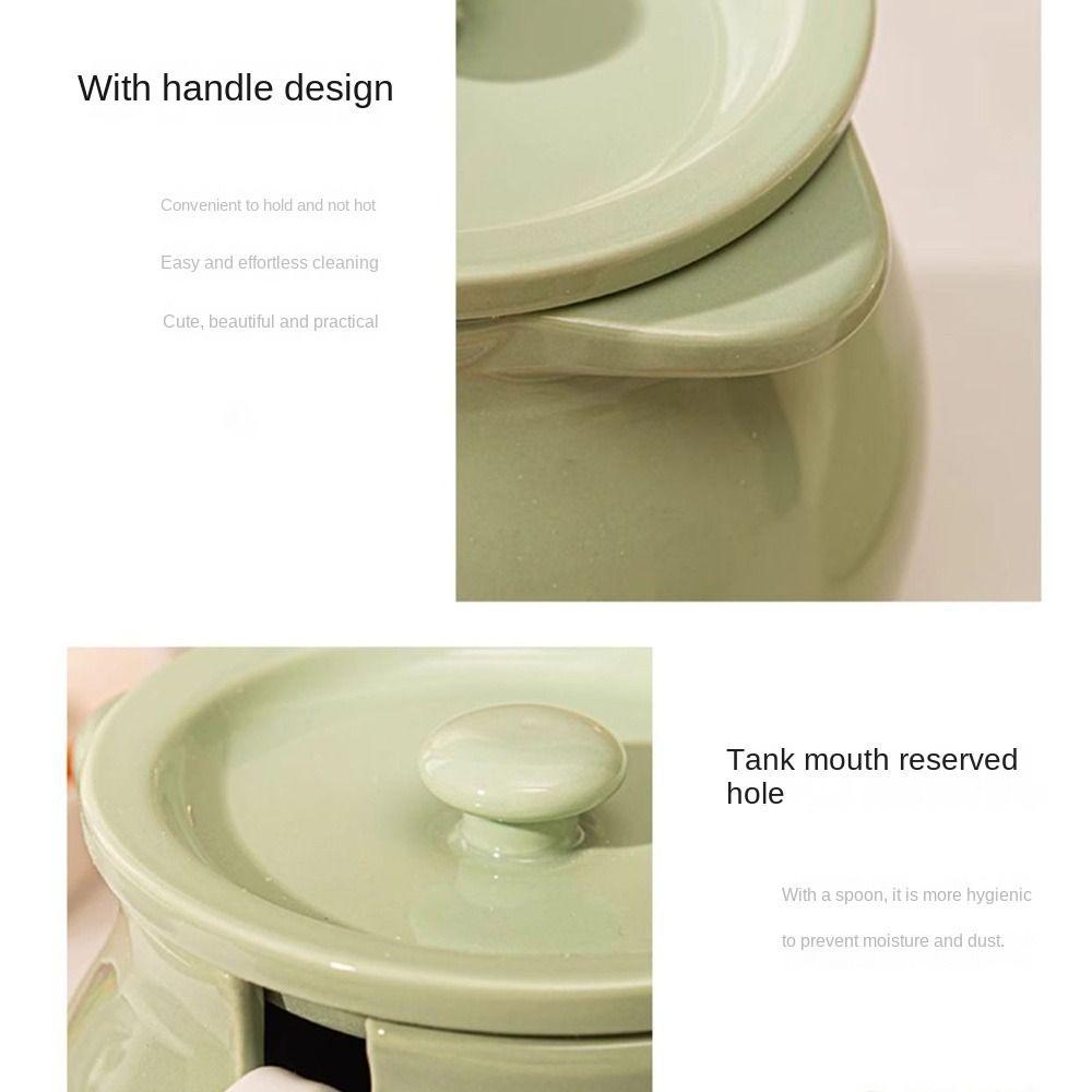 High Temperature Resistant Ceramic Lard Jar Large Capacity Dustproof Spice Jars Solid Color Reusable Ceramic Seasoning Bottle