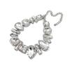 Rhinestone-Necklace Women Girl Geometric Gem Clavicle Chain Birthday Ornament