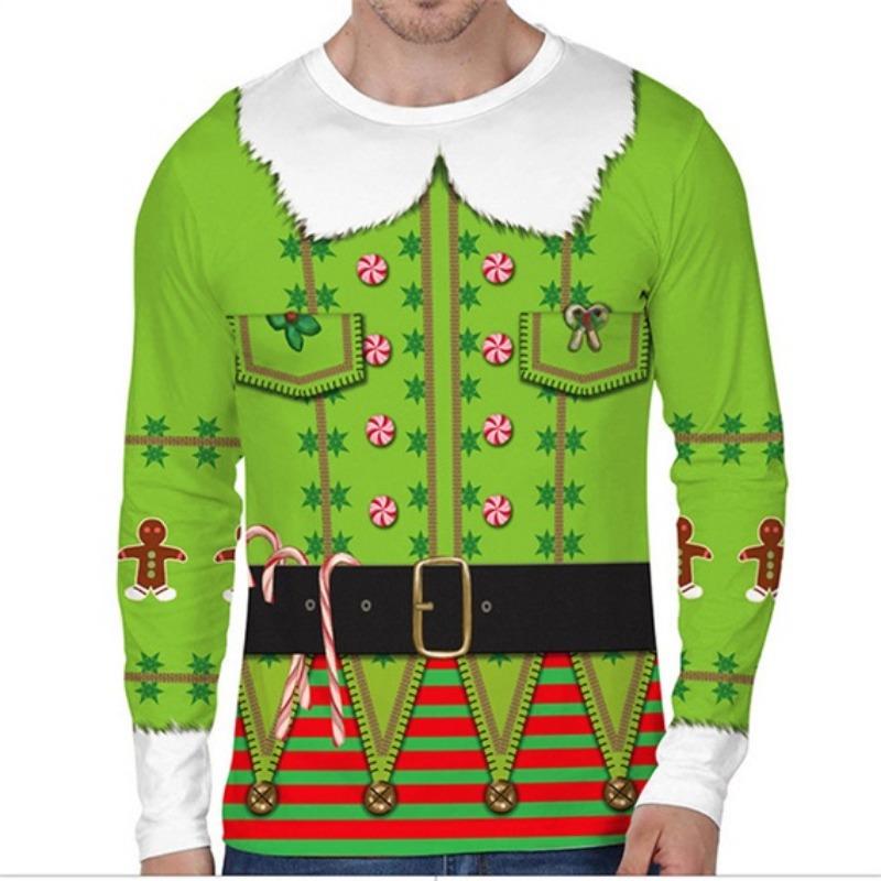 3D Print Christmas Funny Ugly Long Sleeve Tshirt For Men Women Novelty Casual Oversized Tee Shirts Top Clothes Mens In Shirt