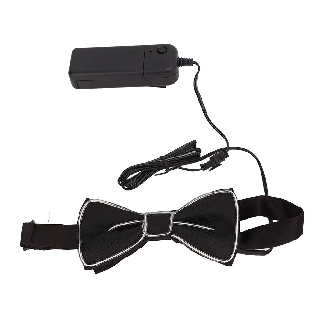 LED Bow Tie Polyester Plastic Copper Wire Adjustable Glowing Necktie for Party Dance Festival Club Green