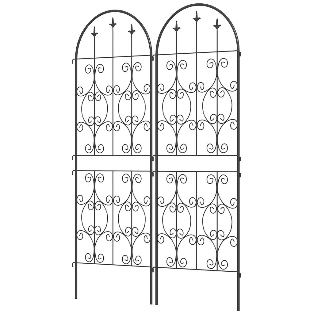 Set of 2 Metal Garden Trellis, Decorative Trellis Panels for Climbing Outdoor Plants, Vegetables, Vines, Flowers, 150 x 50 cm, Scrollwork Design