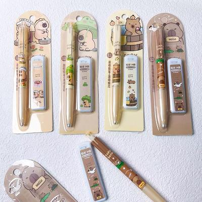 Kawaii Kapybara Mechanická Ceruzka Set 0.5Mm Kreslenie Písanie Ceruzky Kreslené Papiernictvo Školské Kancelárske Potreby Detský Darček