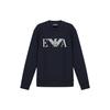 Round Neck Long Sleeve Sweatshirt Men Sweatshirt Navy-Blue 6H1MP1-1JDSZ-0920