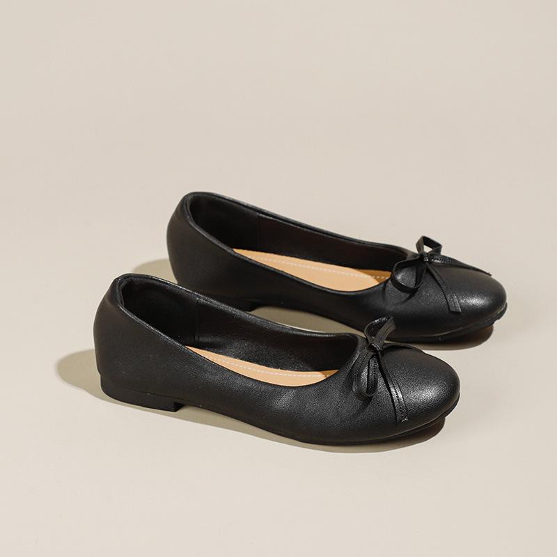 

Модные женские балетки с круглым носком и бантом, удобные рабочие туфли с мелким вырезом, женские слипоны, мокасины с бантом, zapatillas mujer 34 чёрный