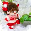 Red&white Doll Plush Cloak Hairy Mini Clothes Doll New Year's Clothing  20cm Cotton Doll