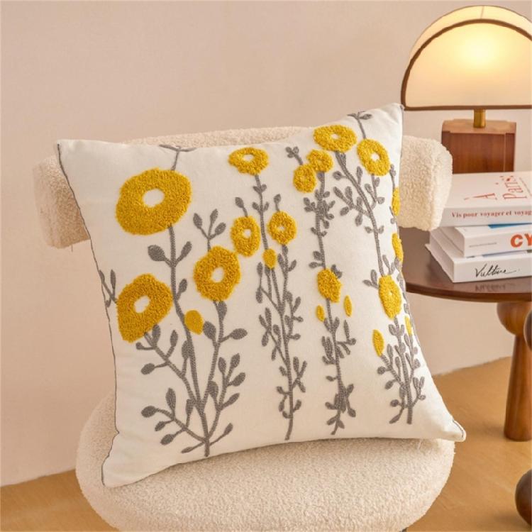 Pillowcase Artistic Flower Stitching Cotton Canvas Pillow Cover Breathable Sofa Bed Accent Piece Pillow Sham