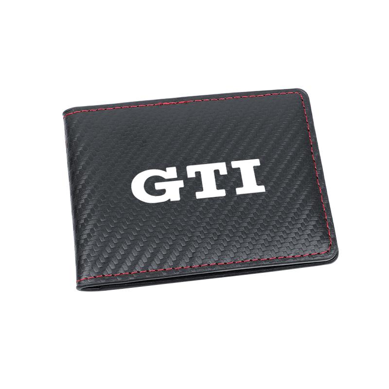Carbon Fiber Leather Car Emblem Card Holder Billfold For VW Golf Amarok Phaeton GTI Teramont Tiguan Passat Polo Jetta keychain ZM7