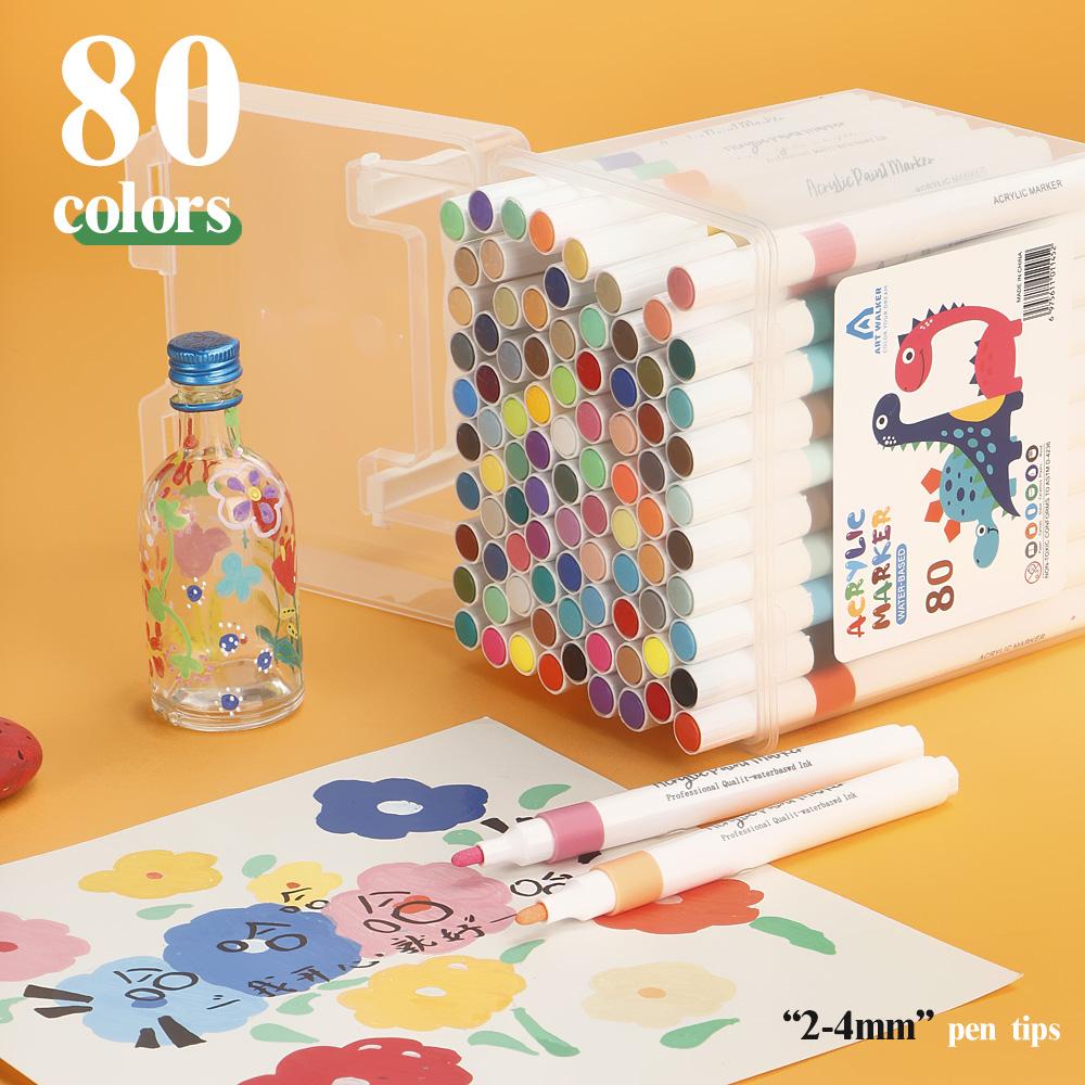 24-120 Colors Art Markers Quick-Drying Waterproof for Painting Wood Glass DIY CD Paper Kids Gift Art Stationery School Supplies