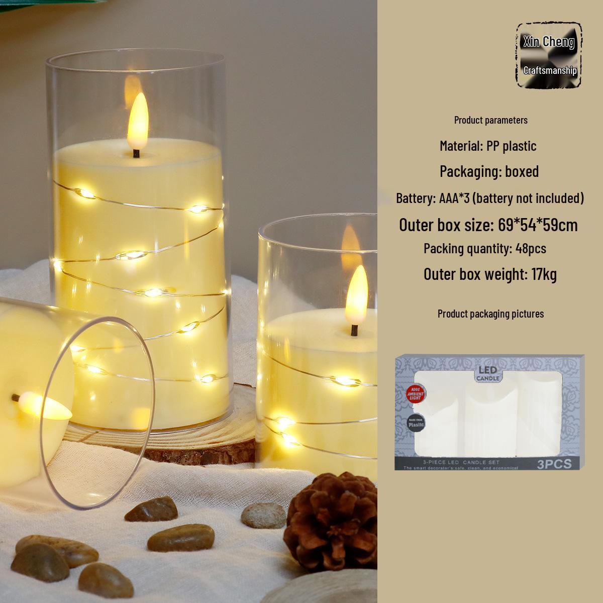 

Светодиодные гирлянды со свечами с дистанционным управлением - Акриловые украшения для концертов, дней рождений и романтического декора WM2363 LED String Bullet Head Transparent