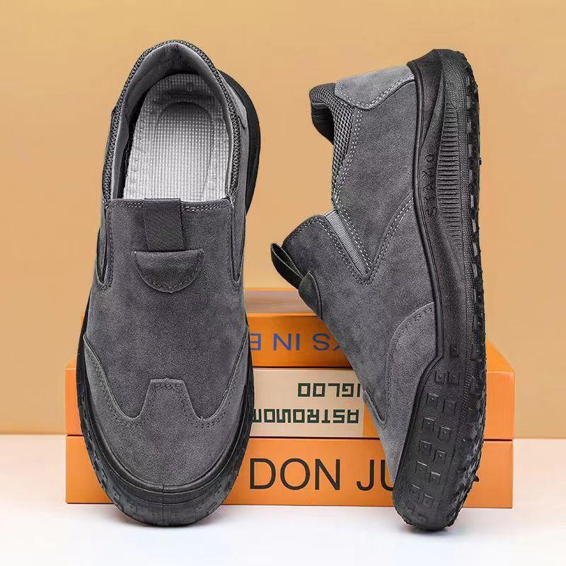 Calçados de proteção trabalhista Sapatos masculinos Botas de couro impermeáveis de cano baixo para verão Sapatos masculinos antiderrapantes e resistentes ao desgaste para trabalho e lazer