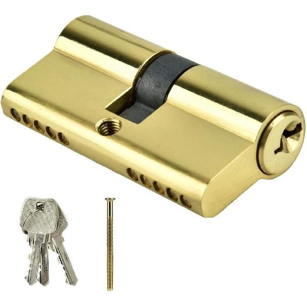 Sonew 60mm Copper Dual Open Lock Cylinder Anti-Theft Door Lock Cylinder with Keys Strong and Wear Resistant, Not Easy To