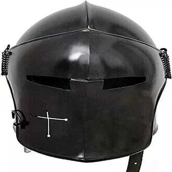 Medieval Barbute Helmet Role Play Knight Wearable Helmet Steel With Liner And Chin Strap, With Stand Mens Gift,