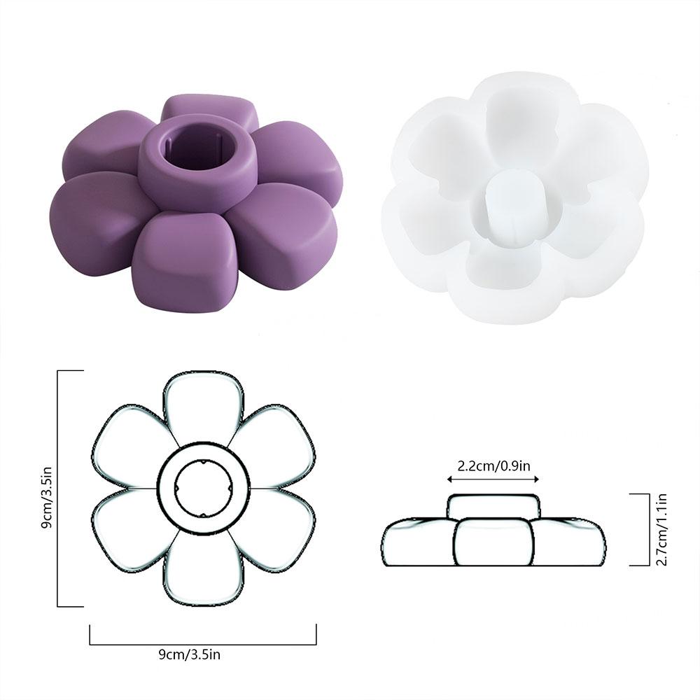 Taper Candle Holder Concrete Silicone Mold Flower Shaped Candlestick Holder and Coaster Jesmonite Mould Home Decor