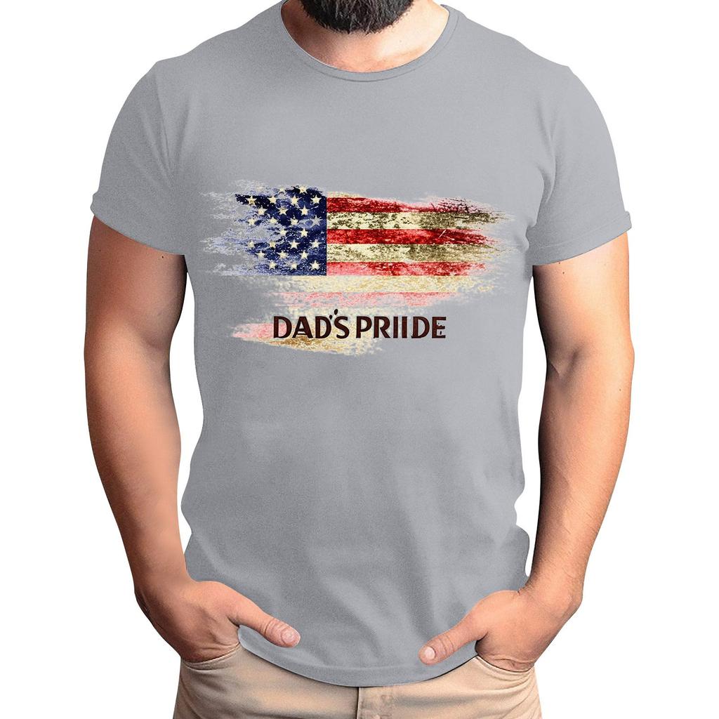 Men's Father's Day Flag Printed T-Shirt Men's Loose Casual Short Sleeve Top