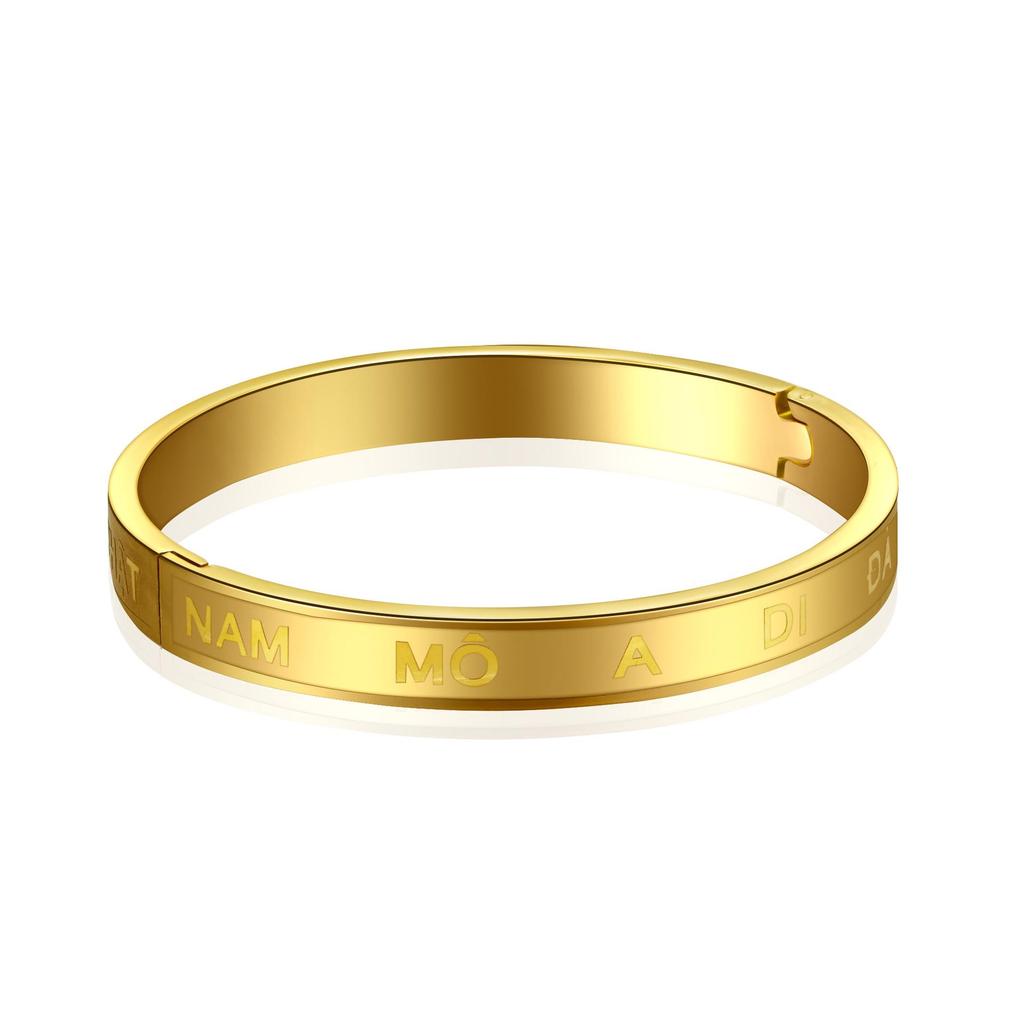 Amitabha Buddha Gold Edelstahl Armreif mit vietnamesischer Schnalle