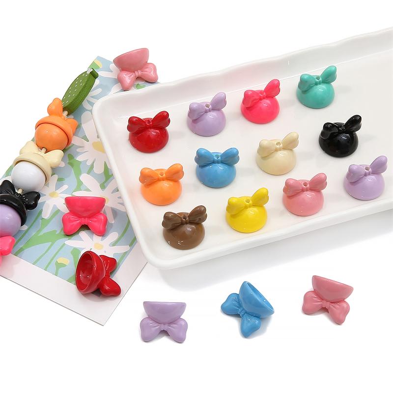 4 bucăți 20 mm mărgele acrilice cu fundă de iepure pentru colier breloc DIY bijuterii artizanale