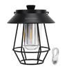 Camping Lantern Waterproof USB Rechargeable 3 Modes Handheld Vintage Lantern with Metal Hook for Outdoor Camping Black