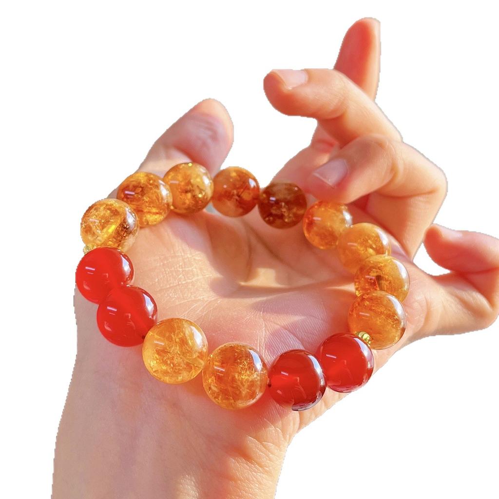 12Mm Autumn And Winter Natural Caramel Citrine Chalcedony Design Bracelet Bracelet