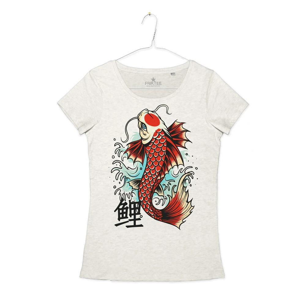 

Women Tattoo T-Shirt Carp Koi Kanji Japanese Koi Fish Tattoo T-Shirt Girl 2XL