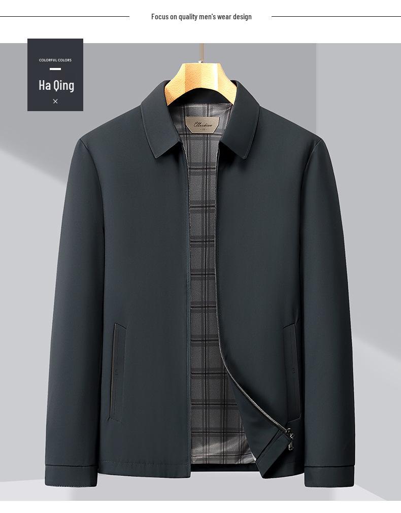Men's Classic Spring/Autumn Lapel Jacket — Business Casual Dad Style for Young & Middle-Aged Men