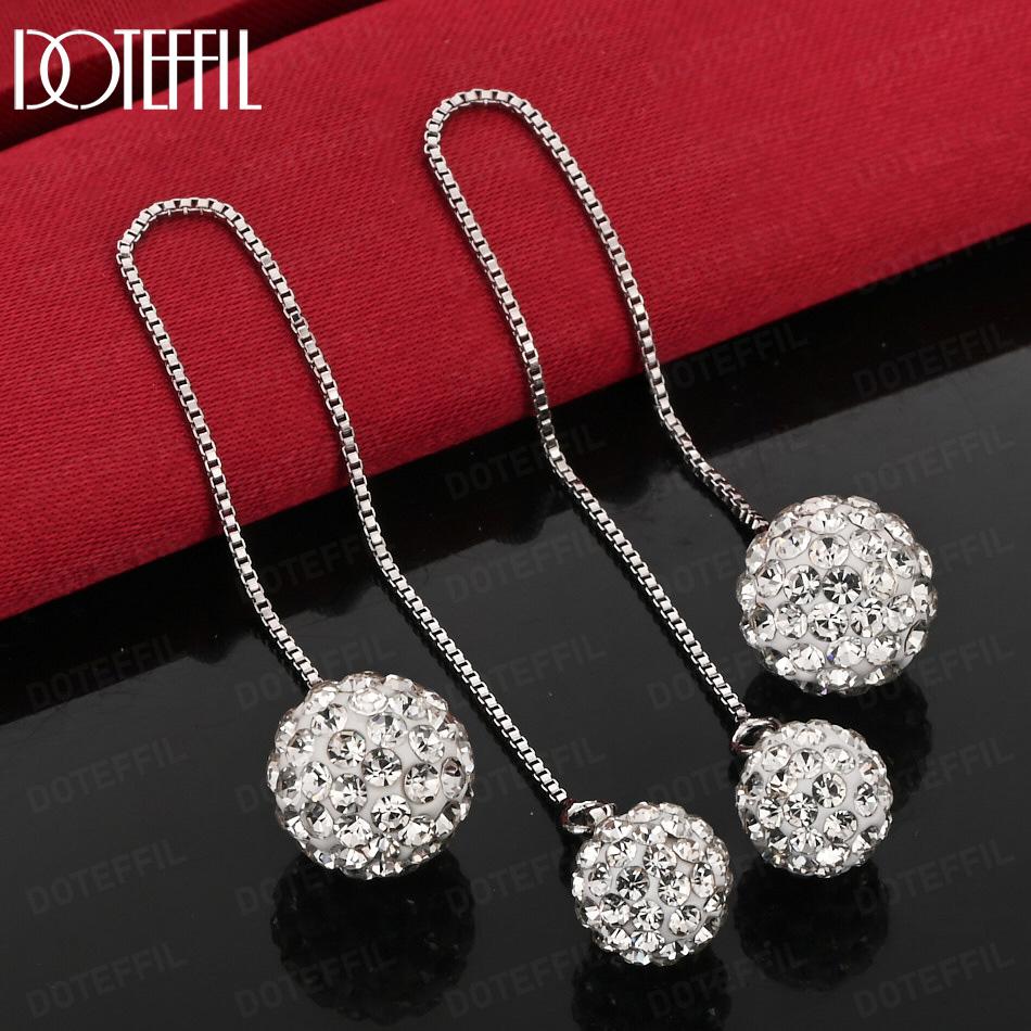 925 Sterling Silver Double-Sided AAA Zircon Pendant Earrings - Exquisite Gift Jewelry
