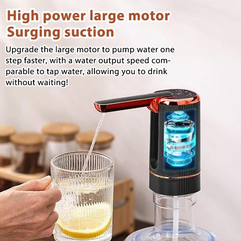 Electric Water Dispenser Pump, USB Rechargeable Auto Shut-off for 5 Gallon Water Bottles, Portable Foldable Design